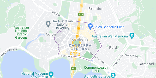 Map of Australia Canberra