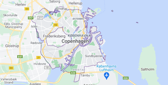 Map of Denmark Copenhagen