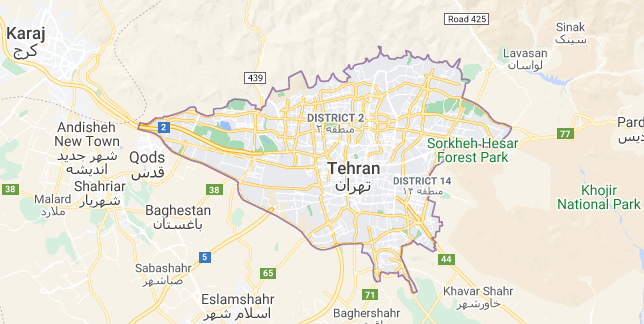 Map of Iran Tehran