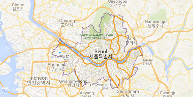 Map of South Korea Seoul
