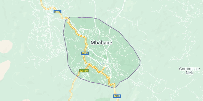 Map of Swaziland Mbabana